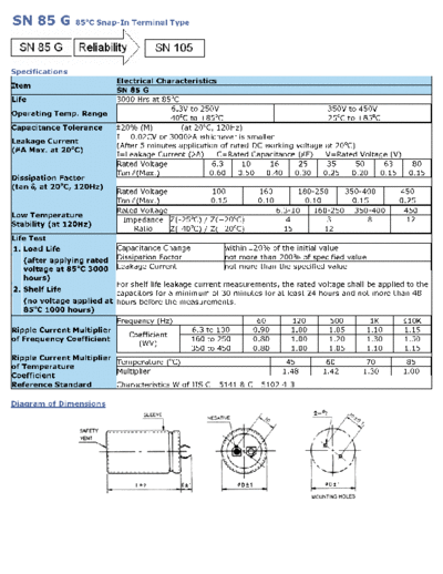 Wincap [snap-in] SN85G Series  . Electronic Components Datasheets Passive components capacitors Wincap Wincap [snap-in] SN85G Series.pdf