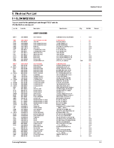 Samsung 06 Electrical Part List  Samsung TV CL-29K5MQ Chassis K16A(N CL-29K5MQ 06_Electrical Part List.pdf