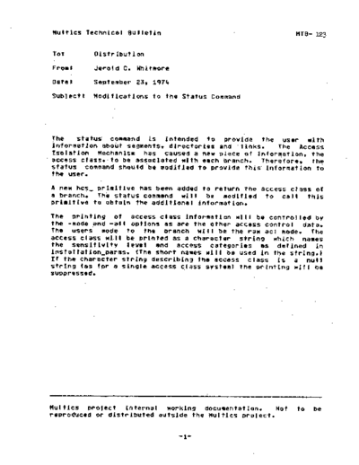 honeywell MTB-123  honeywell multics redell mtb MTB-123.pdf