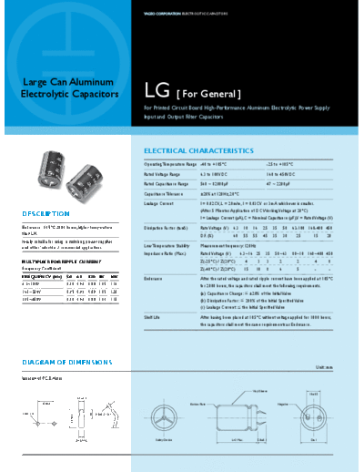 Yageo [snap-in] LG Series  . Electronic Components Datasheets Passive components capacitors Yageo Yageo [snap-in] LG Series.pdf