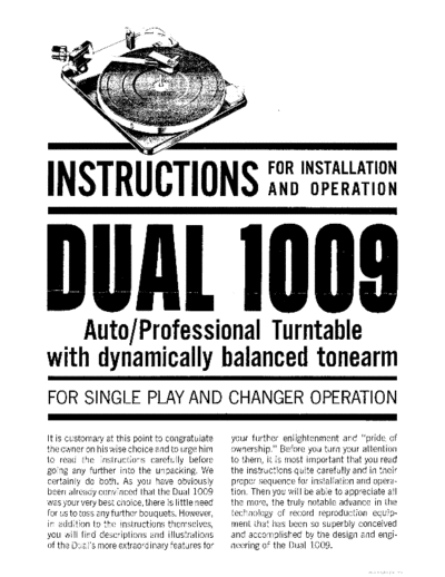 DUAL ve dual 1009 en  . Rare and Ancient Equipment DUAL Audio 1009 ve_dual_1009_en.pdf