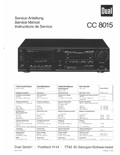 DUAL hfe dual cc 8015 service en de  . Rare and Ancient Equipment DUAL Audio CC 8015 hfe_dual_cc_8015_service_en_de.pdf
