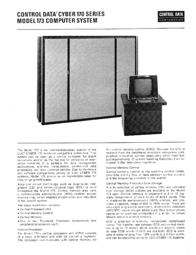 cdc Cyber170 Mod173 Mar74  . Rare and Ancient Equipment cdc cyber brochures Cyber170_Mod173_Mar74.pdf
