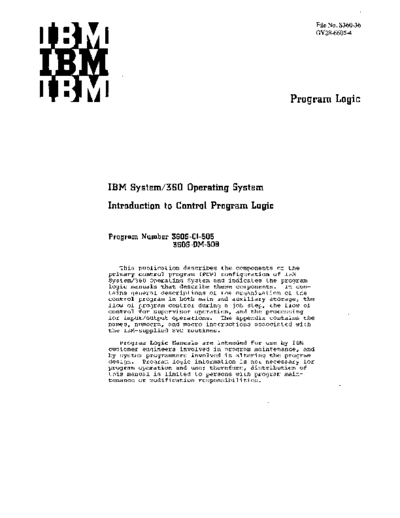 IBM GY28-6605-4 Introduction to Control Program Logic Rel17 PLM Nov68  IBM 360 os R17_Nov68 plm GY28-6605-4_Introduction_to_Control_Program_Logic_Rel17_PLM_Nov68.pdf
