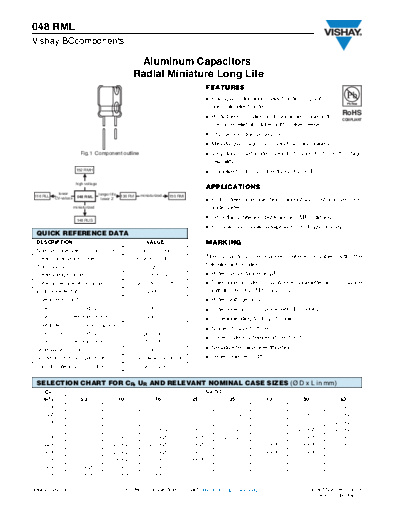 RADIAL Vishay [  thru-hole] 048 RML Series  . Electronic Components Datasheets Passive components capacitors Vishay RADIAL Vishay [radial thru-hole] 048 RML Series.pdf