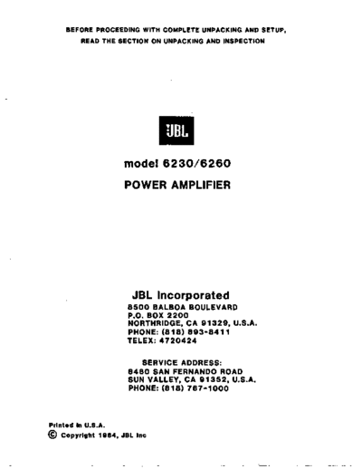 . Various JBL-6230  6260manual  . Various RTV JBL-6230_ 6260manual.pdf