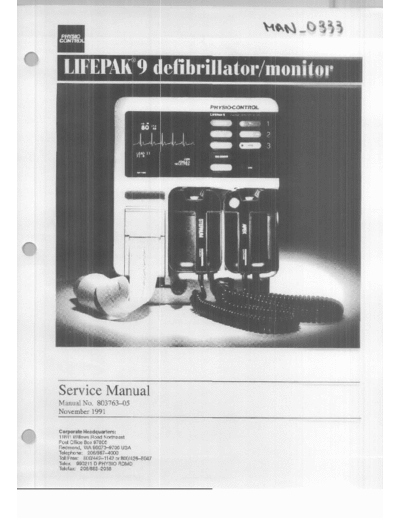. Various Physio Control Lifepak 9 - Service manual  . Various Defibrillators and AEDs Physio_Control_Lifepak_9_-_Service_manual.pdf