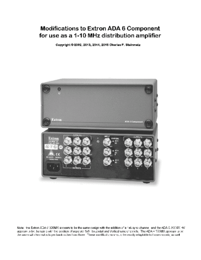 Extron ADA 6 modifications for use as 10MHz distribution amp STEINMETZ  . Rare and Ancient Equipment Extron Extron_ADA_6_modifications_for_use_as_10MHz_distribution_amp_STEINMETZ.pdf