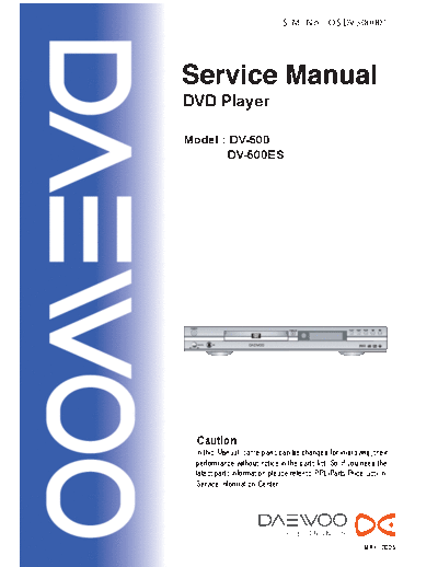 Daewoo dv-500 500s esm 782  Daewoo DVD DV-500 dv-500_500s_esm_782.pdf