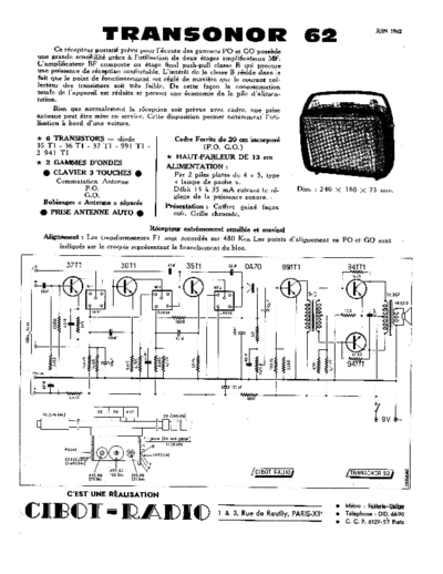 CIBOT RADIO transonor 62  . Rare and Ancient Equipment CIBOT RADIO Transonor 62 transonor 62.pdf