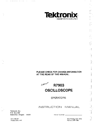 Tektronix TEK R7903 Operator  Tektronix TEK R7903 Operator.pdf
