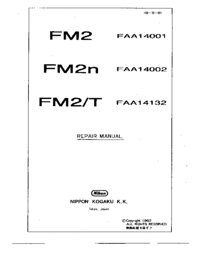 . Various Nikon FM-2 Repair Manual  . Various RTV Foto Nikon FM-2 Repair Manual.pdf