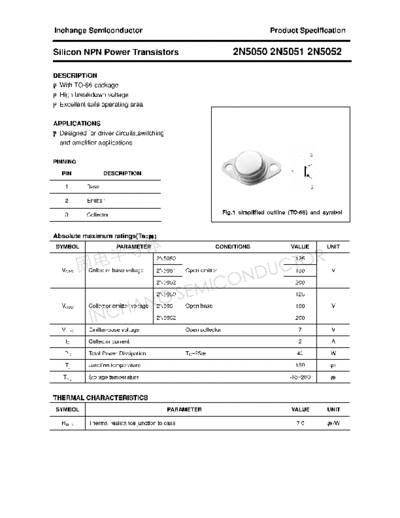 Inchange Semiconductor 2n5050 2n5051 2n5052  . Electronic Components Datasheets Active components Transistors Inchange Semiconductor 2n5050_2n5051_2n5052.pdf