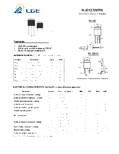 LGE mjd127  . Electronic Components Datasheets Active components Transistors LGE mjd127.pdf