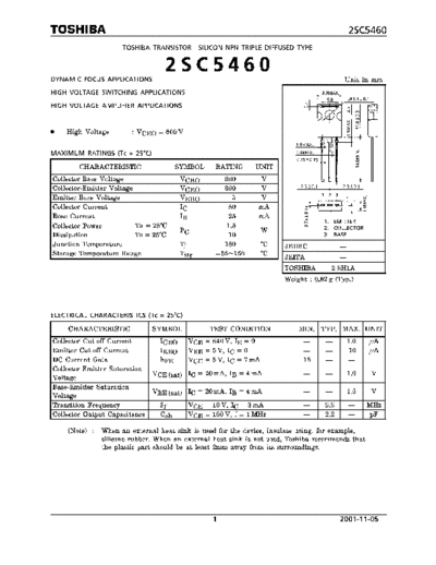Toshiba 2sc5460  . Electronic Components Datasheets Active components Transistors Toshiba 2sc5460.pdf