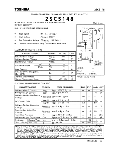Toshiba 2sc5148  . Electronic Components Datasheets Active components Transistors Toshiba 2sc5148.pdf