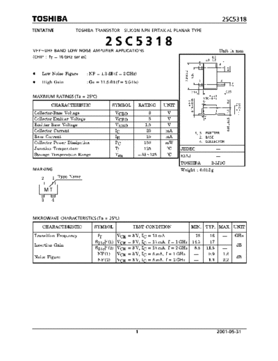 Toshiba 2sc5318  . Electronic Components Datasheets Active components Transistors Toshiba 2sc5318.pdf