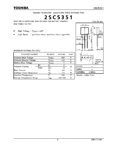 Toshiba 2sc5351  . Electronic Components Datasheets Active components Transistors Toshiba 2sc5351.pdf