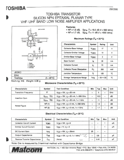 Toshiba 2sc3302  . Electronic Components Datasheets Active components Transistors Toshiba 2sc3302.pdf