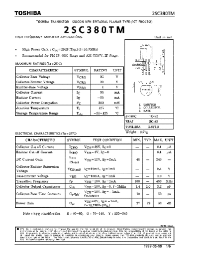 Toshiba 2sc380  . Electronic Components Datasheets Active components Transistors Toshiba 2sc380.pdf