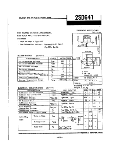 Toshiba 2sd641  . Electronic Components Datasheets Active components Transistors Toshiba 2sd641.pdf