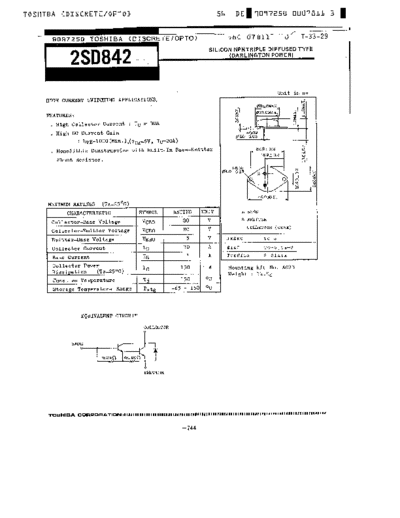 Toshiba 2sd842  . Electronic Components Datasheets Active components Transistors Toshiba 2sd842.pdf