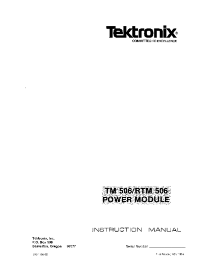 Tektronix 070-1786-02 TM506 Jun80  Tektronix tm500 070-1786-02_TM506_Jun80.pdf