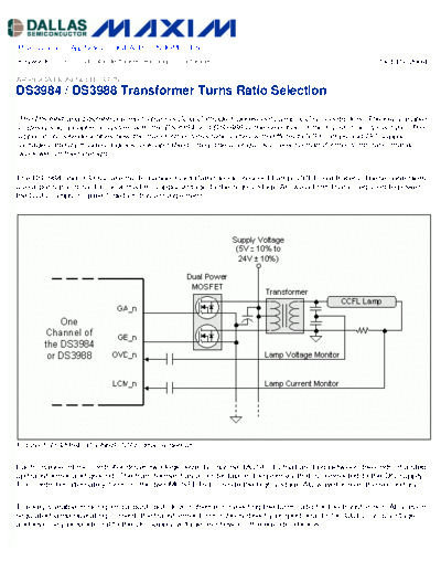 . Various CCFL Transformer Turns Ratio Selection (AN3375)  . Various CCFL CIRCUITS CCFL Circuits CCFL Transformers CCFL Transformer Turns Ratio Selection (AN3375).pdf