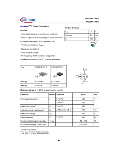 Infineon ipp023ne7n3 ipi023ne7n3 rev211  . Electronic Components Datasheets Active components Transistors Infineon ipp023ne7n3_ipi023ne7n3_rev211.pdf