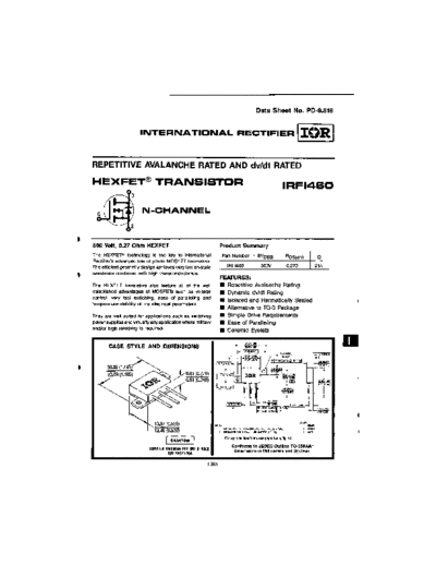 International Rectifier irfi460  . Electronic Components Datasheets Active components Transistors International Rectifier irfi460.pdf