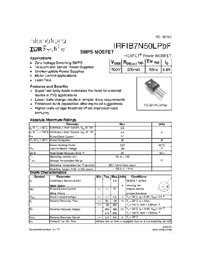 International Rectifier irfib7n50lpbf  . Electronic Components Datasheets Active components Transistors International Rectifier irfib7n50lpbf.pdf
