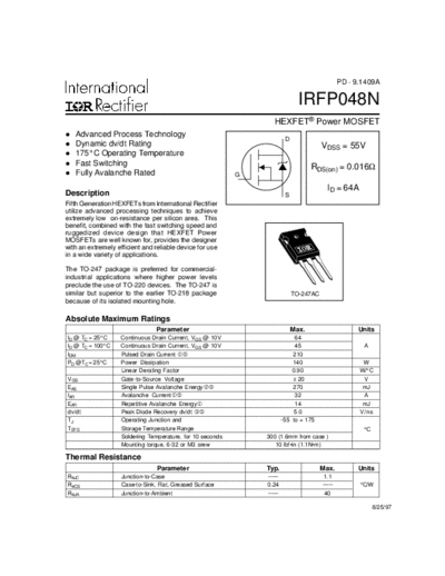 International Rectifier irfp048n  . Electronic Components Datasheets Active components Transistors International Rectifier irfp048n.pdf