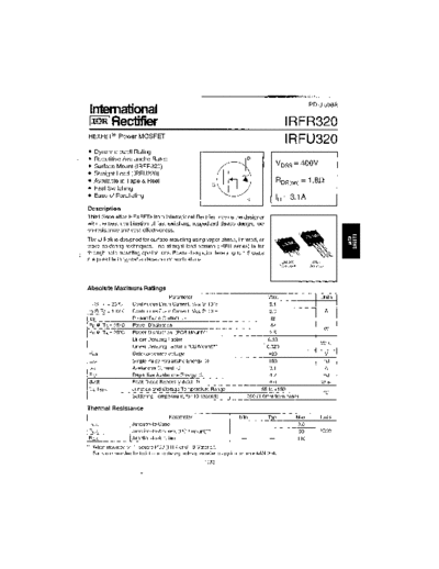 International Rectifier irfr320  . Electronic Components Datasheets Active components Transistors International Rectifier irfr320.pdf