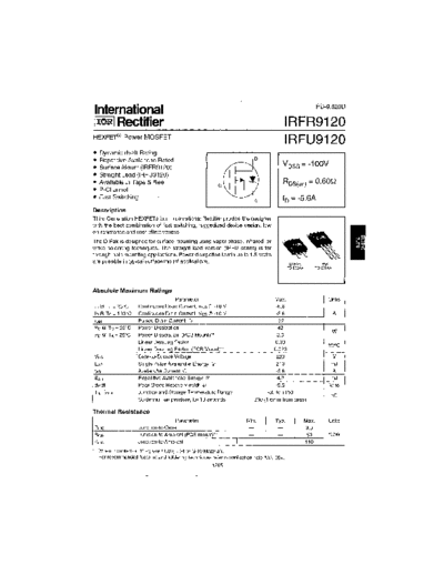 International Rectifier irfr9120  . Electronic Components Datasheets Active components Transistors International Rectifier irfr9120.pdf