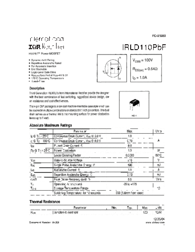 International Rectifier irld110pbf  . Electronic Components Datasheets Active components Transistors International Rectifier irld110pbf.pdf