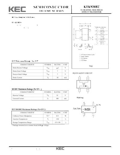 KEC ktk920bt  . Electronic Components Datasheets Active components Transistors KEC ktk920bt.pdf