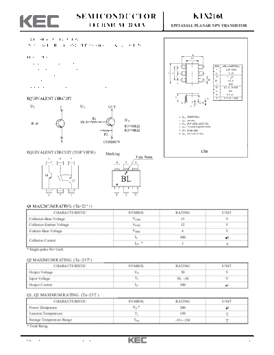 KEC ktx216u  . Electronic Components Datasheets Active components Transistors KEC ktx216u.pdf