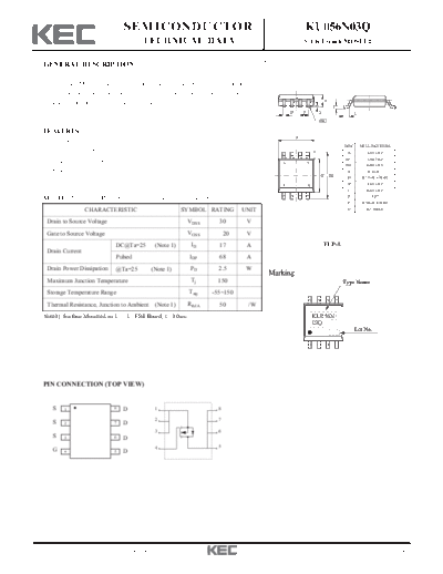 KEC ku056n03q  . Electronic Components Datasheets Active components Transistors KEC ku056n03q.pdf