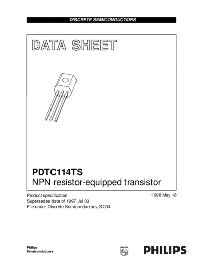 Motorola pdtc114ts 2  . Electronic Components Datasheets Active components Transistors Motorola pdtc114ts_2.pdf