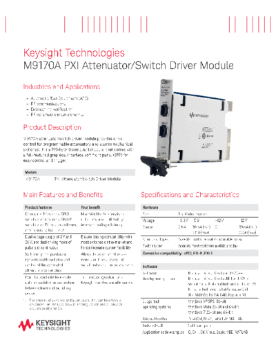 Agilent 5991-0053EN M9170A PXI Attenuator Switch Driver Module - Flyer c20140829 [2]  Agilent 5991-0053EN M9170A PXI Attenuator Switch Driver Module - Flyer c20140829 [2].pdf