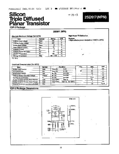 Panasonic 2sd917  . Electronic Components Datasheets Active components Transistors Panasonic 2sd917.pdf