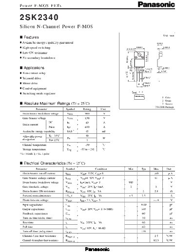 . Electronic Components Datasheets 2sk2340  . Electronic Components Datasheets Active components Transistors Panasonic 2sk2340.pdf