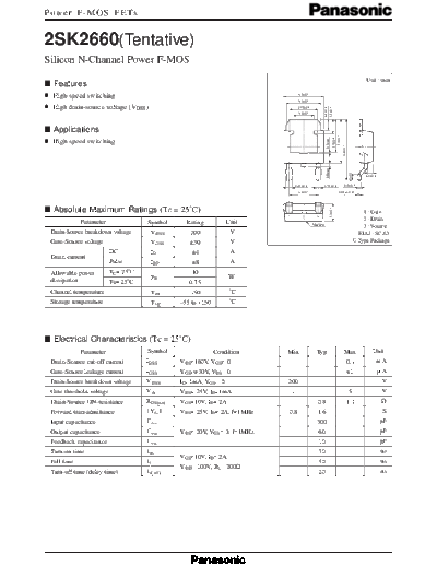 . Electronic Components Datasheets 2sk2660  . Electronic Components Datasheets Active components Transistors Panasonic 2sk2660.pdf