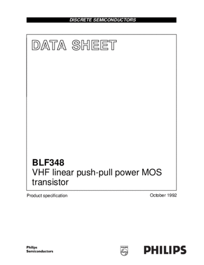 . Electronic Components Datasheets blf348  . Electronic Components Datasheets Active components Transistors Philips blf348.pdf