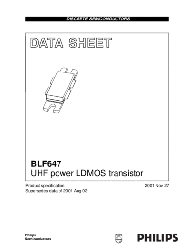. Electronic Components Datasheets blf647  . Electronic Components Datasheets Active components Transistors Philips blf647.pdf