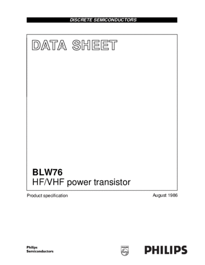 Philips blw76  . Electronic Components Datasheets Active components Transistors Philips blw76.pdf