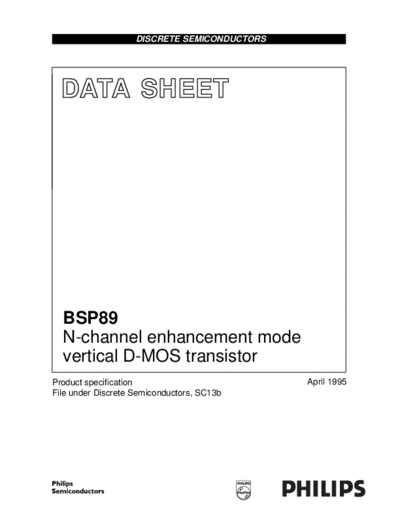 . Electronic Components Datasheets bsp89 cnv 2  . Electronic Components Datasheets Active components Transistors Philips bsp89_cnv_2.pdf