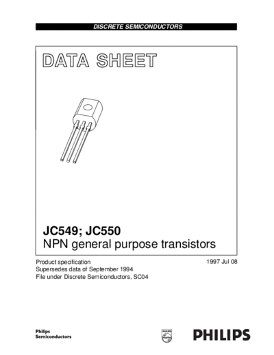 Philips jc549 jc550 cnv 2  . Electronic Components Datasheets Active components Transistors Philips jc549_jc550_cnv_2.pdf