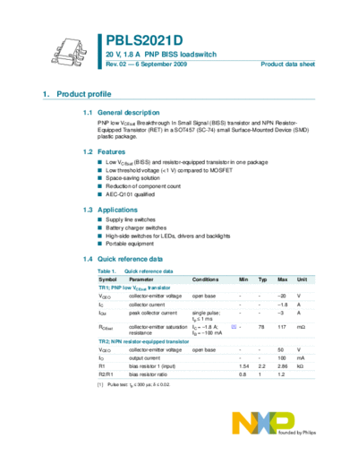 Philips pbls2021d  . Electronic Components Datasheets Active components Transistors Philips pbls2021d.pdf
