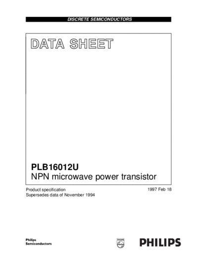 Philips plb16012u 2  . Electronic Components Datasheets Active components Transistors Philips plb16012u_2.pdf